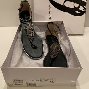 Nine West Black Sandals with Embellishments